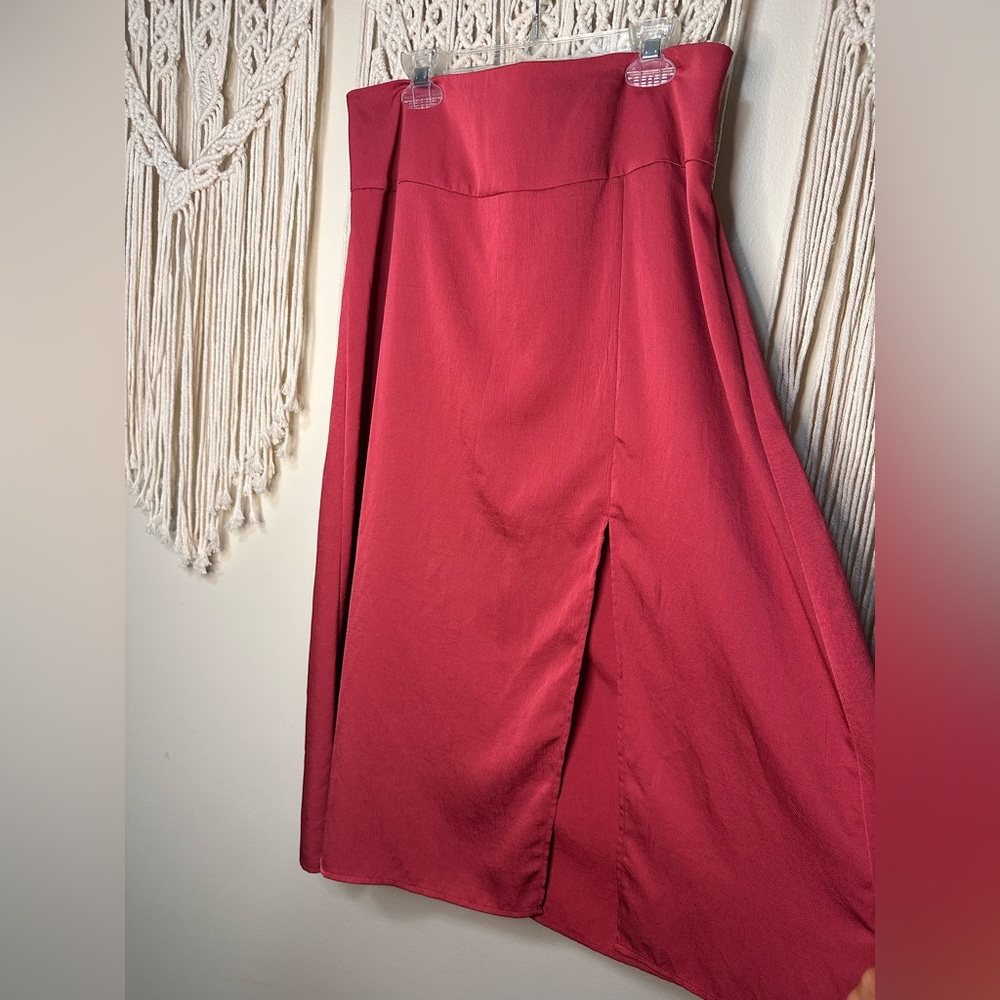 Express Red Maxi Skirt with Front Slit